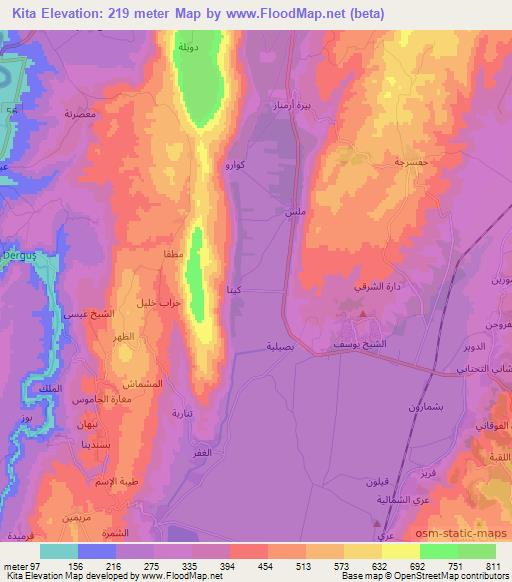 Kita,Syria Elevation Map
