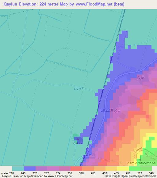 Qaylun,Syria Elevation Map