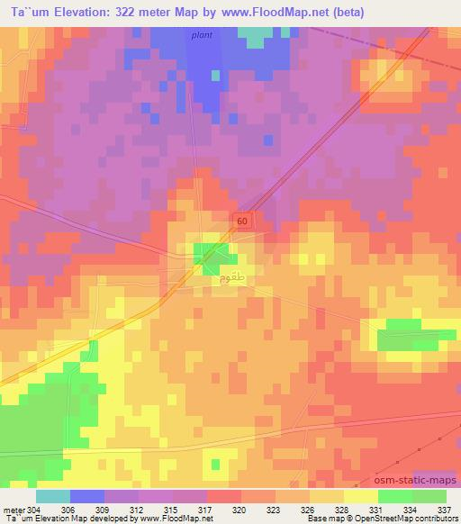 Ta``um,Syria Elevation Map