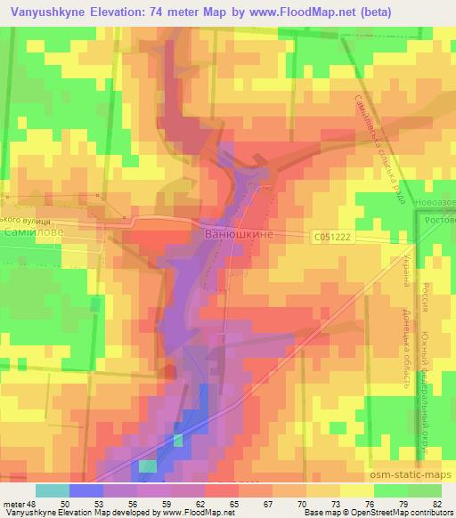 Vanyushkyne,Ukraine Elevation Map