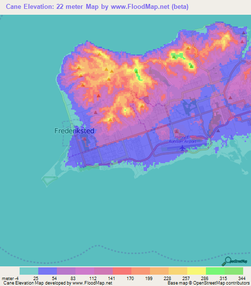 Cane,U.S. Virgin Islands Elevation Map