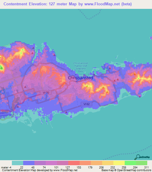 Contentment,U.S. Virgin Islands Elevation Map