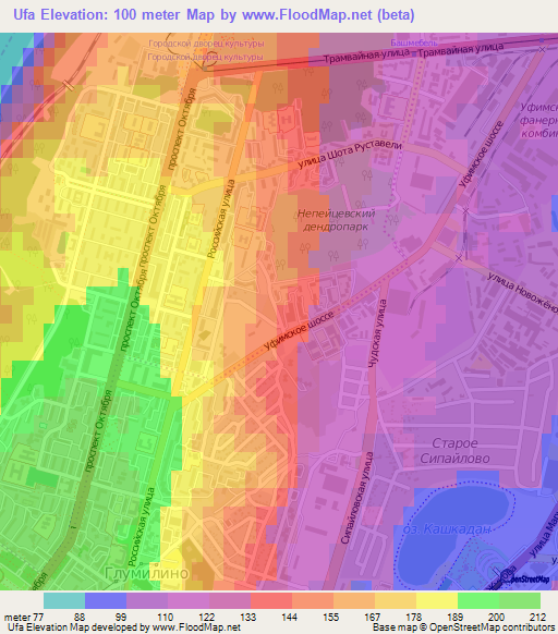 Ufa,Russia Elevation Map