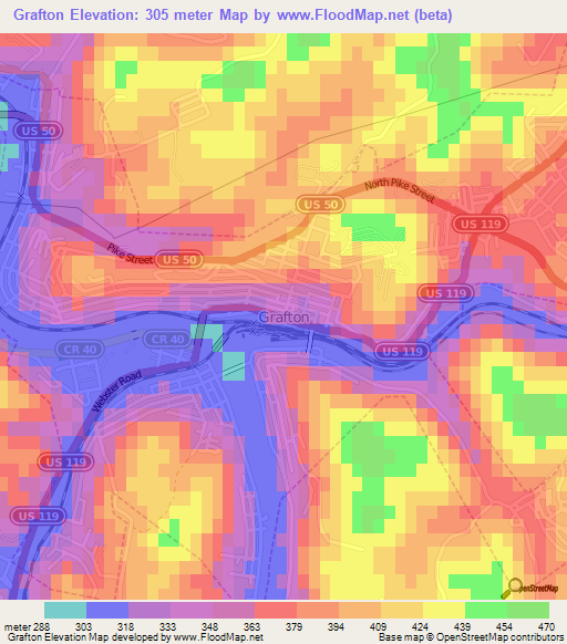 Elevation of Grafton,US Elevation Map, Topography, Contour