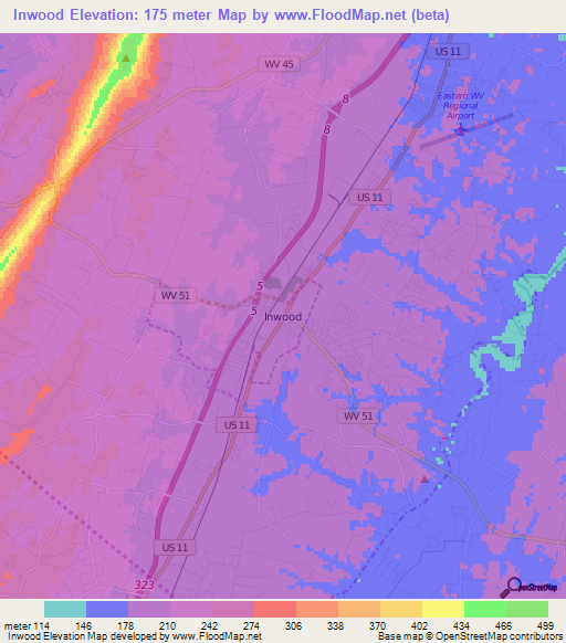 Elevation of Inwood,US Elevation Map, Topography, Contour
