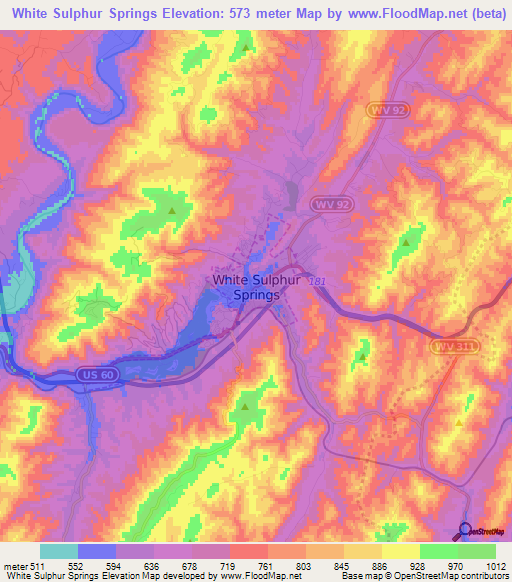 Elevation of White Sulphur Springs,US Elevation Map, Topography, Contour