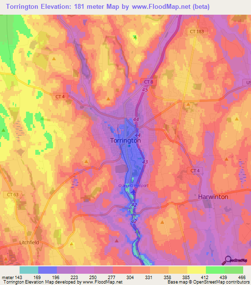 Elevation of Torrington,US Elevation Map, Topography, Contour