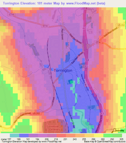Elevation of Torrington,US Elevation Map, Topography, Contour
