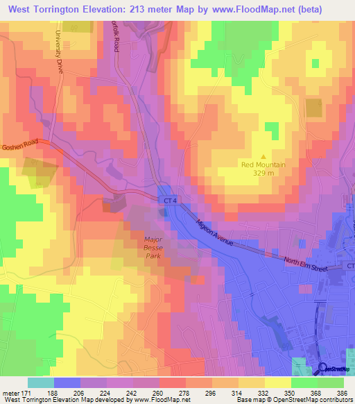 Elevation of West Torrington,US Elevation Map, Topography, Contour