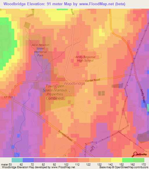 Elevation of Woodbridge,US Elevation Map, Topography, Contour