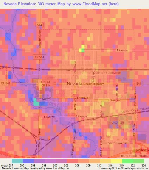 Elevation of Nevada,US Elevation Map, Topography, Contour