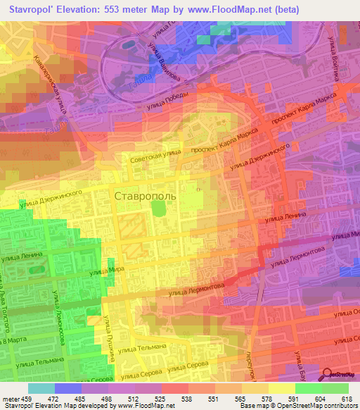 Stavropol',Russia Elevation Map