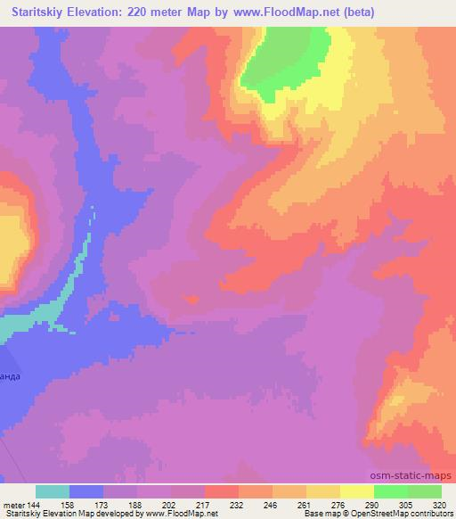 Staritskiy,Kazakhstan Elevation Map