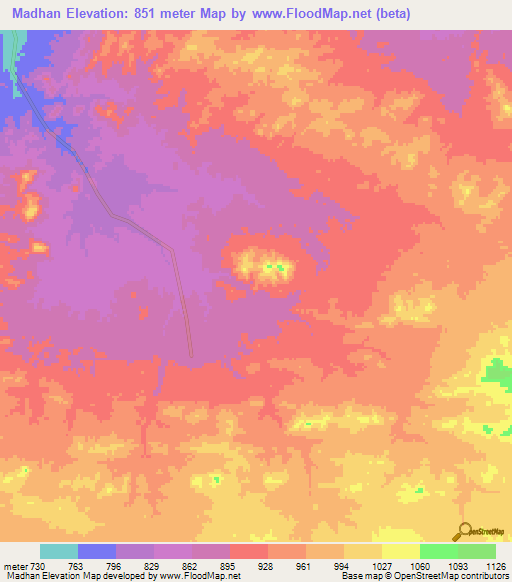 Madhan,Iran Elevation Map