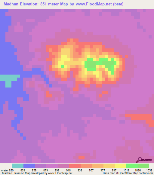 Madhan,Iran Elevation Map