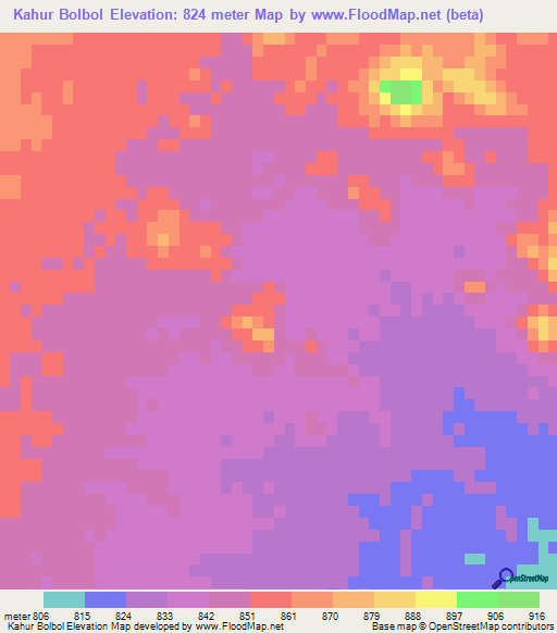 Kahur Bolbol,Iran Elevation Map