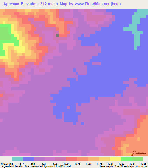 Agrestan,Iran Elevation Map