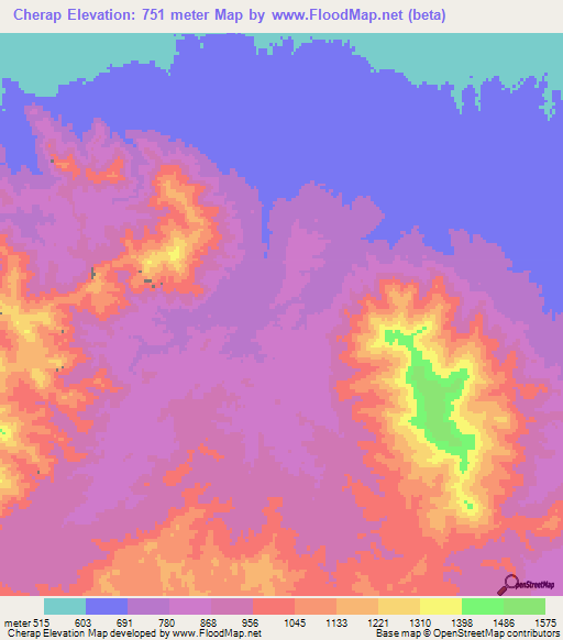 Cherap,Iran Elevation Map