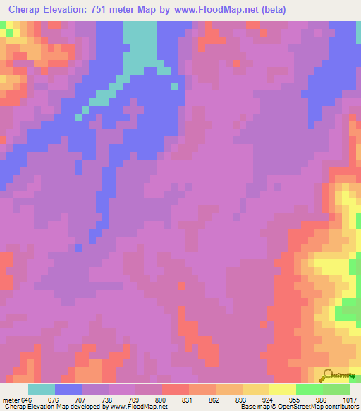 Cherap,Iran Elevation Map