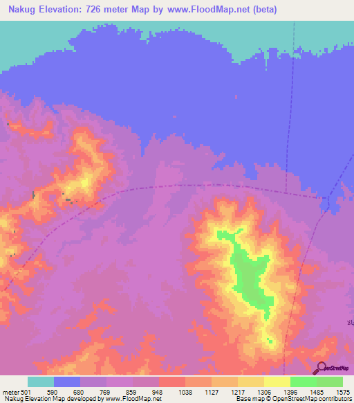 Nakug,Iran Elevation Map