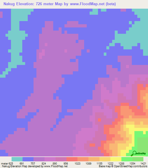 Nakug,Iran Elevation Map