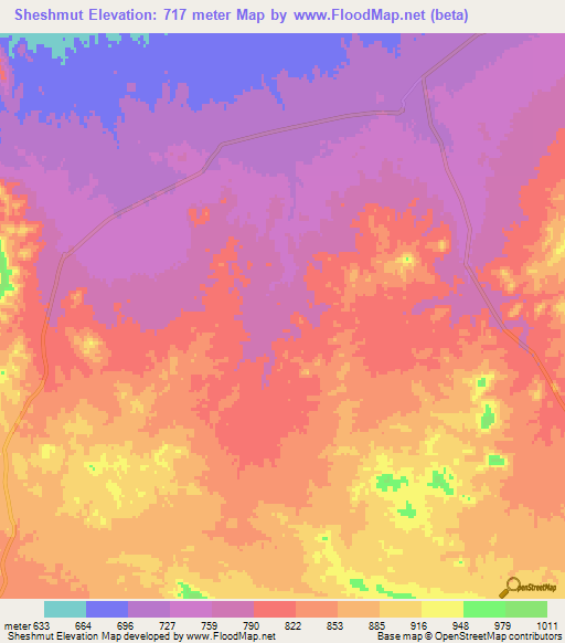 Sheshmut,Iran Elevation Map