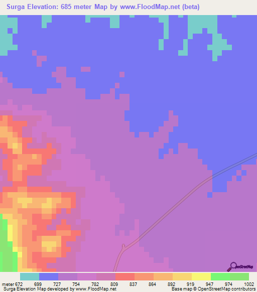 Surga,Iran Elevation Map
