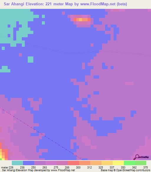 Sar Ahangi,Iran Elevation Map