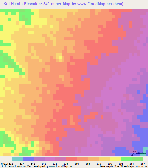 Kol Hamin,Iran Elevation Map
