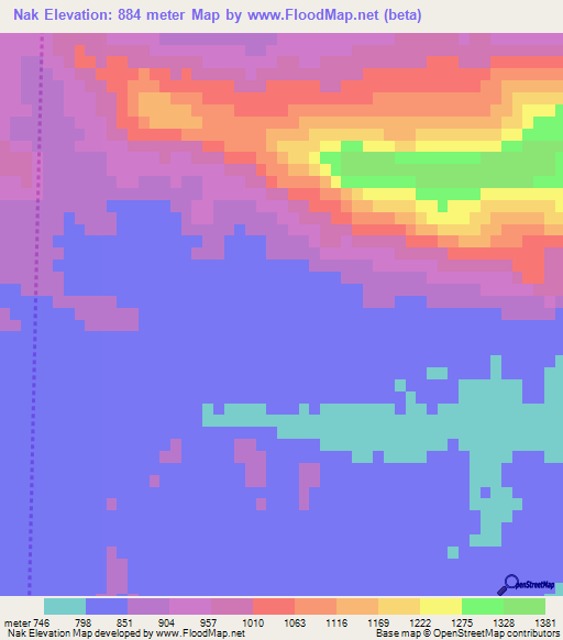 Nak,Iran Elevation Map
