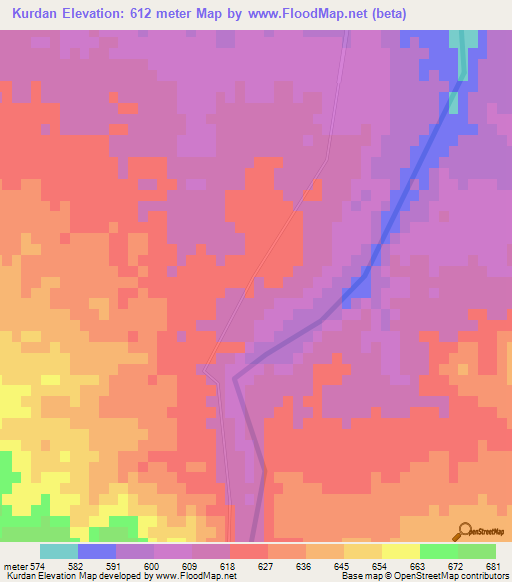 Kurdan,Iran Elevation Map