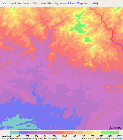 Zardaja,Iran Elevation Map