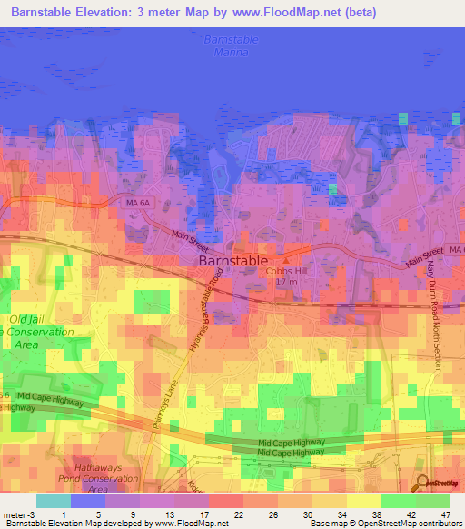 Barnstable,US Elevation Map