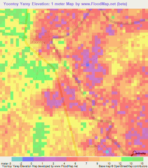 Yoontoy Yarey,Somalia Elevation Map