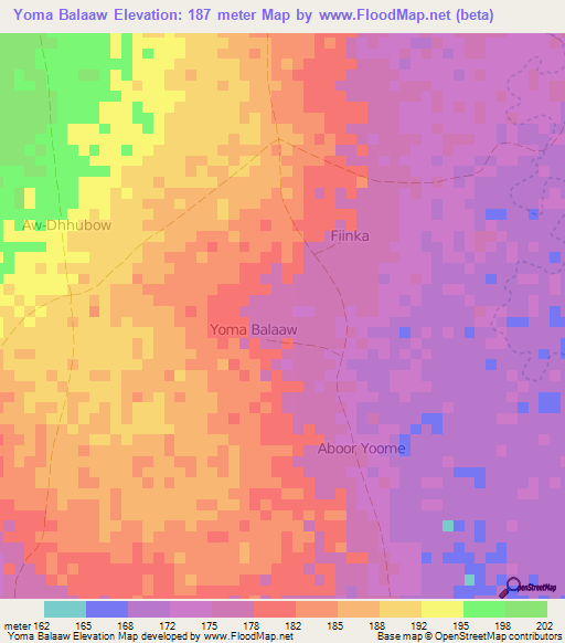 Yoma Balaaw,Somalia Elevation Map