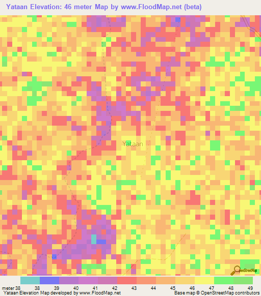 Yataan,Somalia Elevation Map