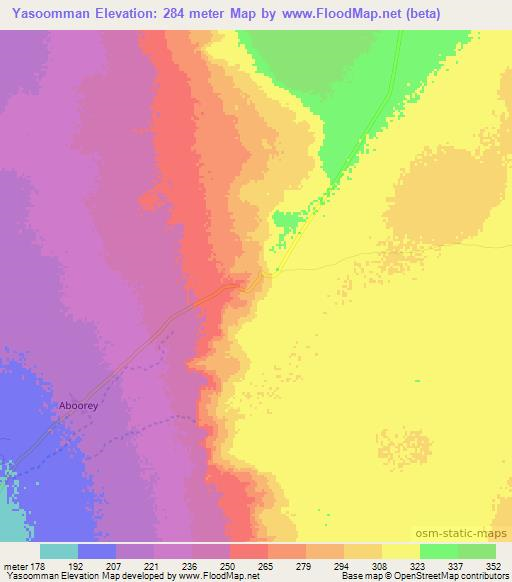 Yasoomman,Somalia Elevation Map