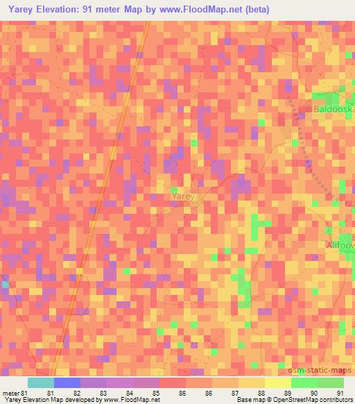 Yarey,Somalia Elevation Map