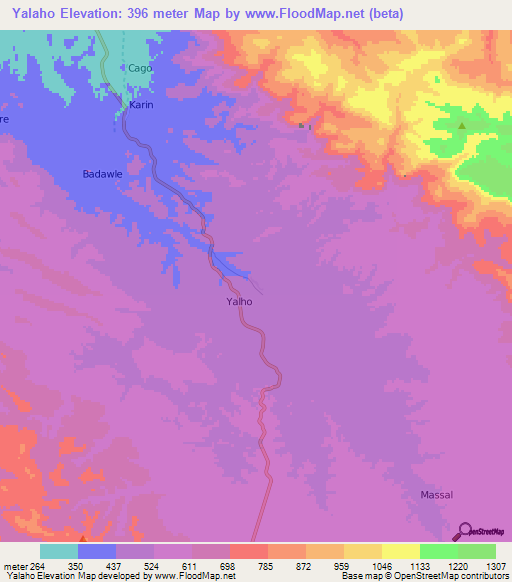 Yalaho,Somalia Elevation Map