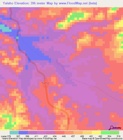 Yalaho,Somalia Elevation Map