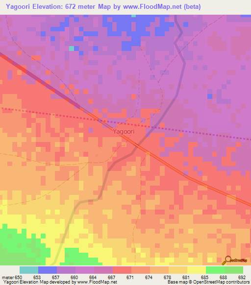 Yagoori,Somalia Elevation Map