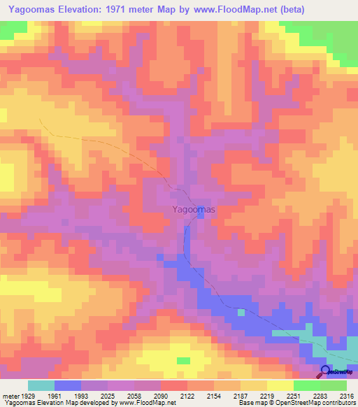 Yagoomas,Somalia Elevation Map