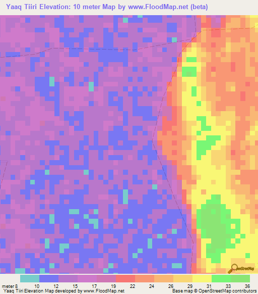 Yaaq Tiiri,Somalia Elevation Map