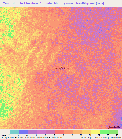 Yaaq Shiniile,Somalia Elevation Map