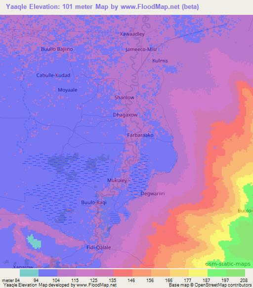 Yaaqle,Somalia Elevation Map