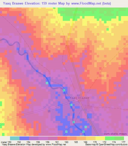 Yaaq Braawe,Somalia Elevation Map