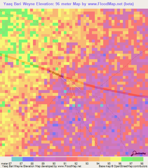 Yaaq Bari Weyne,Somalia Elevation Map