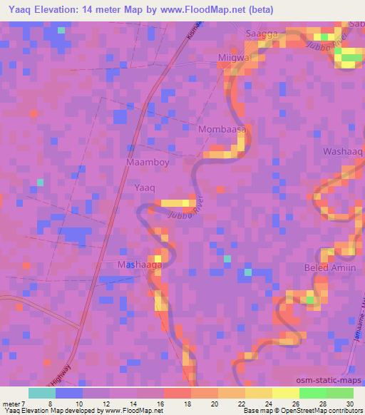 Yaaq,Somalia Elevation Map