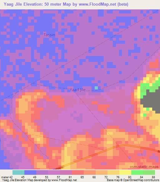 Yaag Jile,Somalia Elevation Map