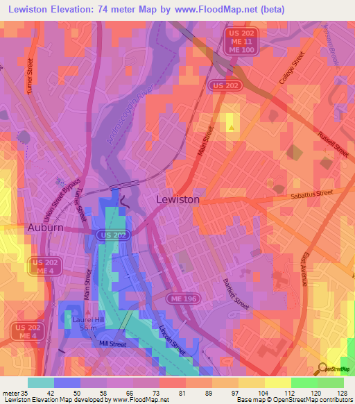 Elevation of Lewiston,US Elevation Map, Topography, Contour